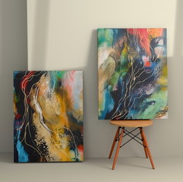 Wallity Conjunto de 2 Lienzos Decorativos Multicolor 70 x 100 cm